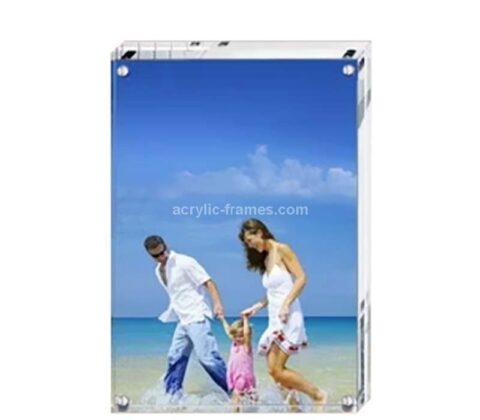 Custom acrylic desk photo holder block