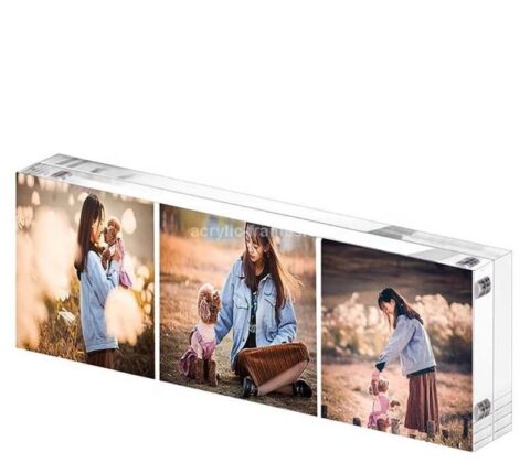Custom acrylic desktop magnetic photo holder block