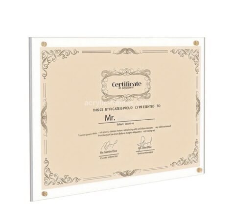 Custom acrylic floating certificate document frame