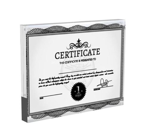 Custom acrylic office magnetic certificate frame